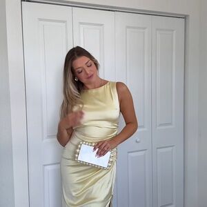 BHLDN Gold Sleeveless Midi Dress